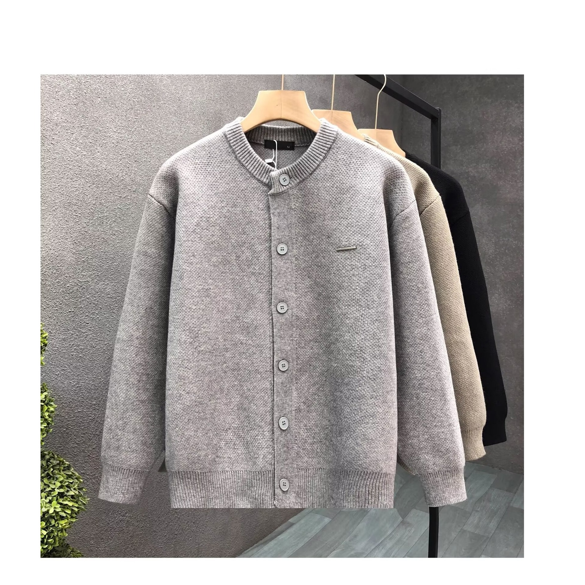 American Retro Casual Cardigan Sweater Jacket Trendy Brand High-End Autumn and Winter Men's New Baseball Collar Knitwear Jacket