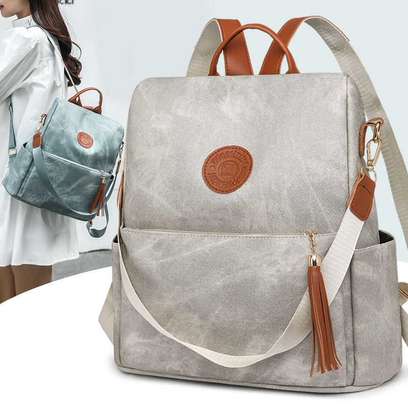 Mochila antirrobo para mujer nueva transfronteriza, mochila de viaje de cuero suave multifuncional versátil de moda, mochila escolar de doble uso al por mayor