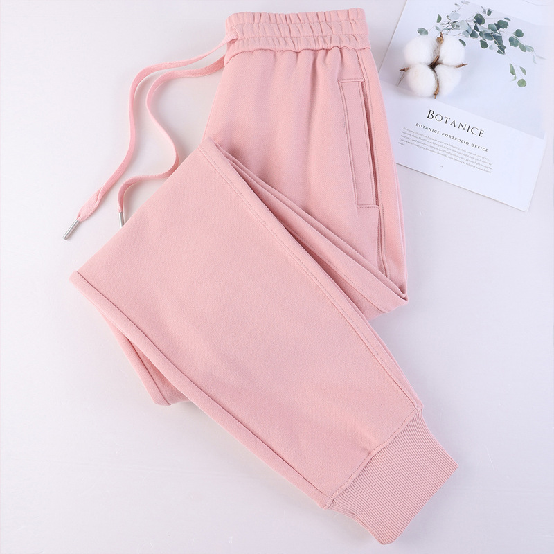 380g Pure Cotton Jogger Pants for Women, Spring and Autumn Style, Trendy Versatile Tapered Harem Pants, Simple and Versatile