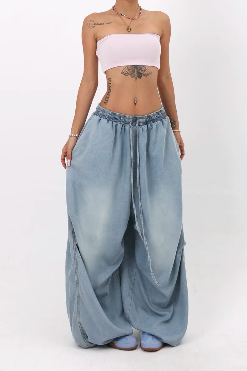 Cross-Border European And Versatile Jeans For Women 2025 American Retro High Street Wide-Leg Loose Long Pants Trendy Ins_ecoleips.com