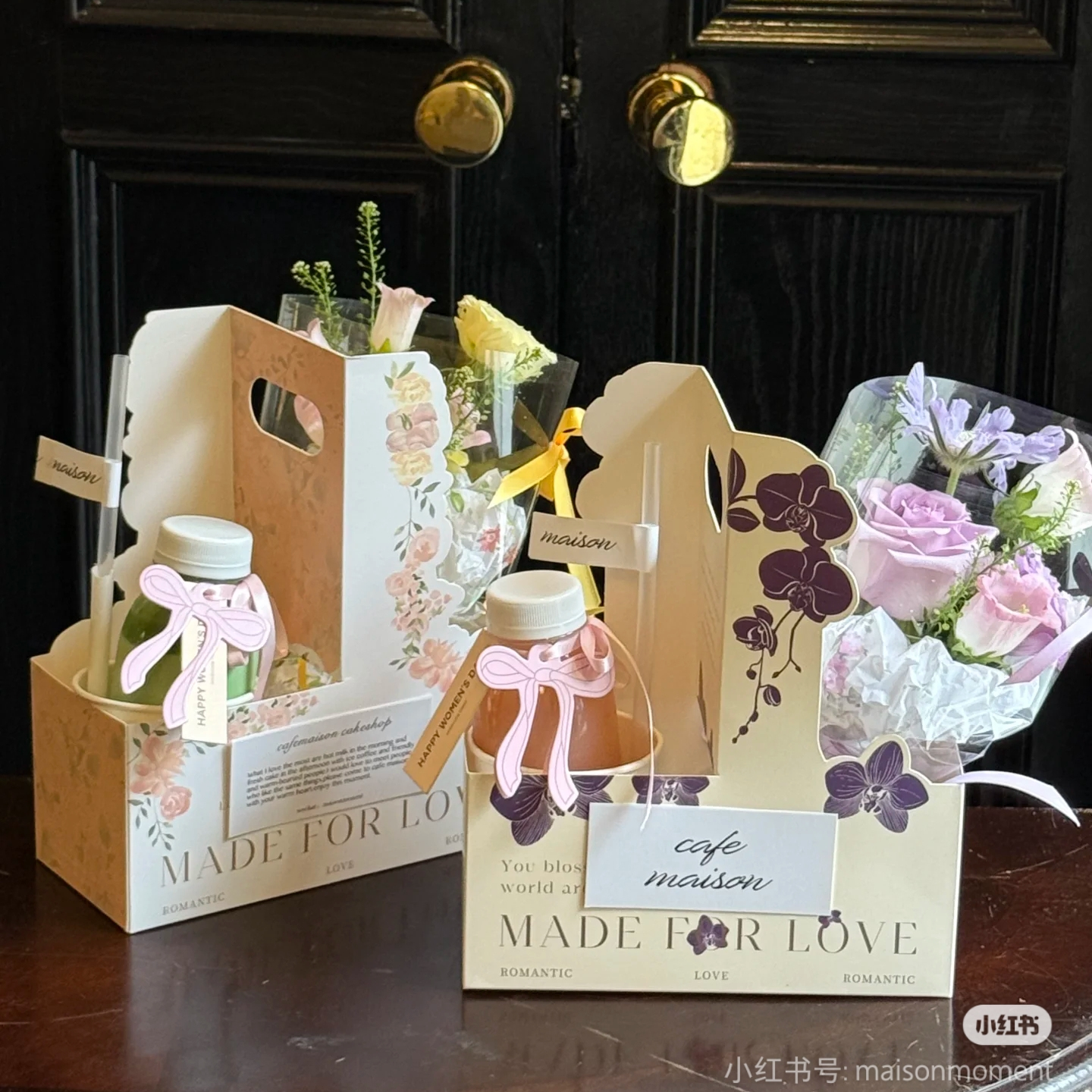 Caja de flores de café Bolsa de flores del día del maestro Bolsa de flores de camellia Caja de regalo Caja de embalaje floral Cesta de flores Caja de regalo de flores