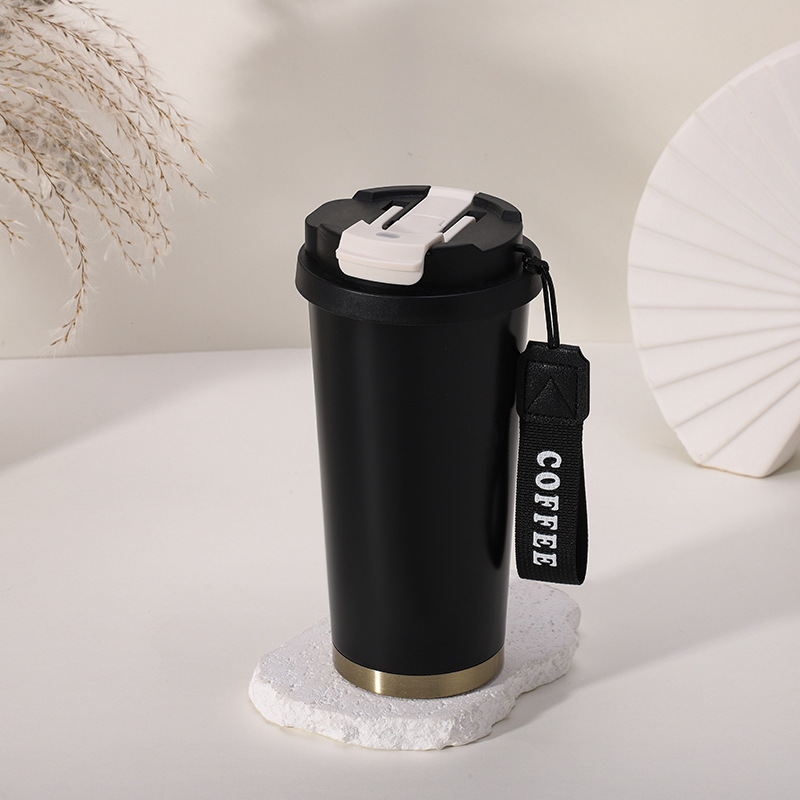 Lily of the Valley Coffee Cup 316 Stainless Steel Insulated Tumbler New Model Ceramic Inner Liner High-End Dual-Use Water Cup with Straw