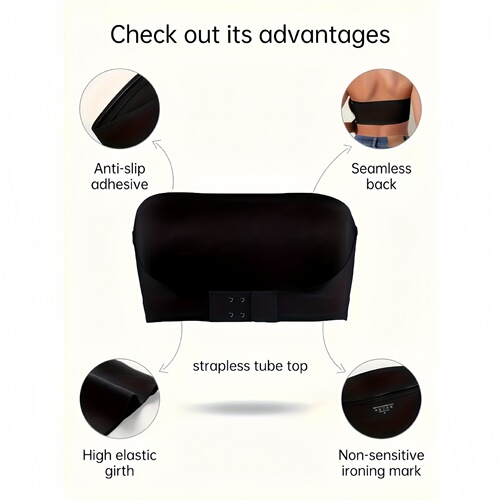 Non-trace gathering high-end women's large size front buckle tube top sexy strapless back ultra-thin back bra