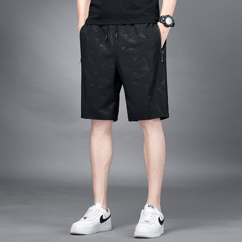 Summer Ice Silk Men's Plus Size Loose Casual Sports Quick-Dry Mid-Thigh Pants Thin Men's Pants Versatile Five-Finger Pants
