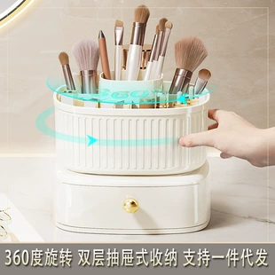 Rotating Cosmetic Organizer, 360° Rotating Storage Box, Multi-Compartment Drawer, Light Luxury