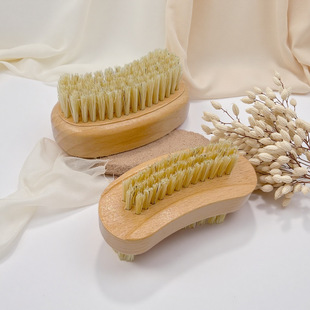 Cross-Border Wooden Nail Polish Remover Brush Double-Sided Wide and Narrow Manicure Brush Dust Cleaning Brush Manicure Tool Brush Boar Bristle Nail Brush