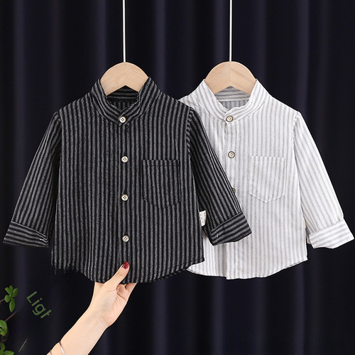 Children's Striped Long Sleeve Shirt for Boys and Girls - 2024 Autumn Fashion, Baby and Toddler Casual Top, Trendy and Stylish