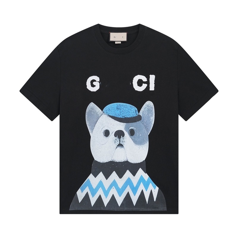 GU GU ハイバージョン クロスボーダー 25SS 新作 子犬 アニマル柄シリーズ プリント 半袖 Tシャツ カップル 万能|undefined