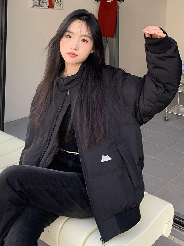 橘子树在哪儿立领羽绒棉服女冬季纯色百搭中性风宽松保暖情侣外套|undefined