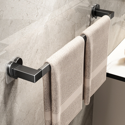New-style towel rack, drill-free towel holder, bathroom & toilet storage shelf, suction-cup design, single-bar towel bar for restrooms