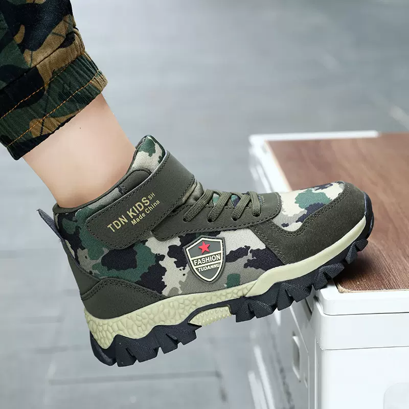 2025秋冬新款户外迷彩单鞋 大中童学生运动时尚舒适高帮迷彩童鞋