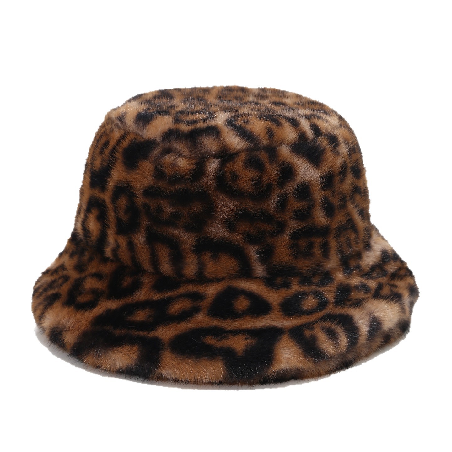 Otoño y invierno sombrero de pescador de moda femenina de estilo americano estampado de leopardo grueso calentamiento sombrero callejero de moda roja imitación sombrero de lana de visón