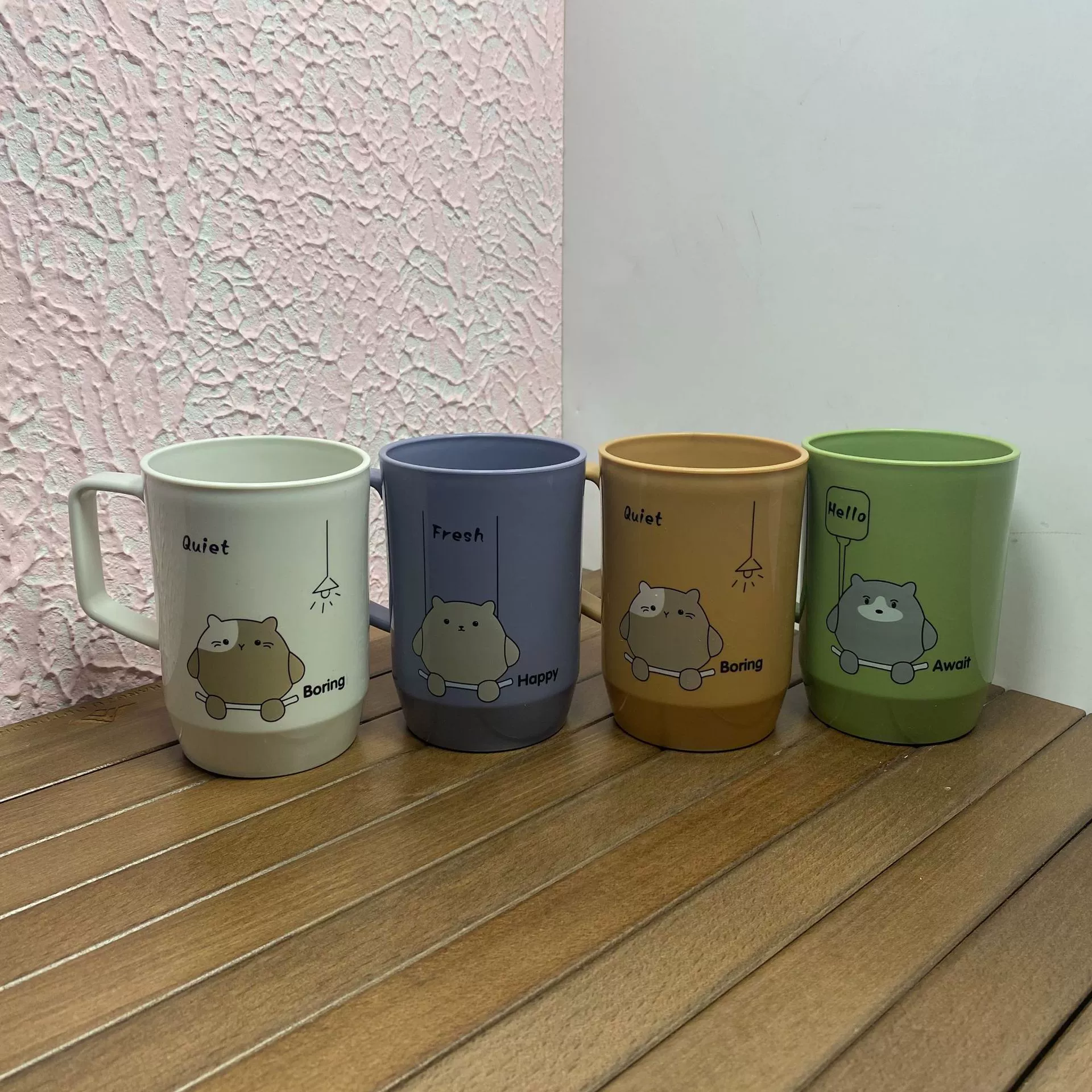 优品树 3347 mouth cup PP material plastic toothbrushing cup household mouthwash cup dental cylinder cartoon pattern toothbrushing cup