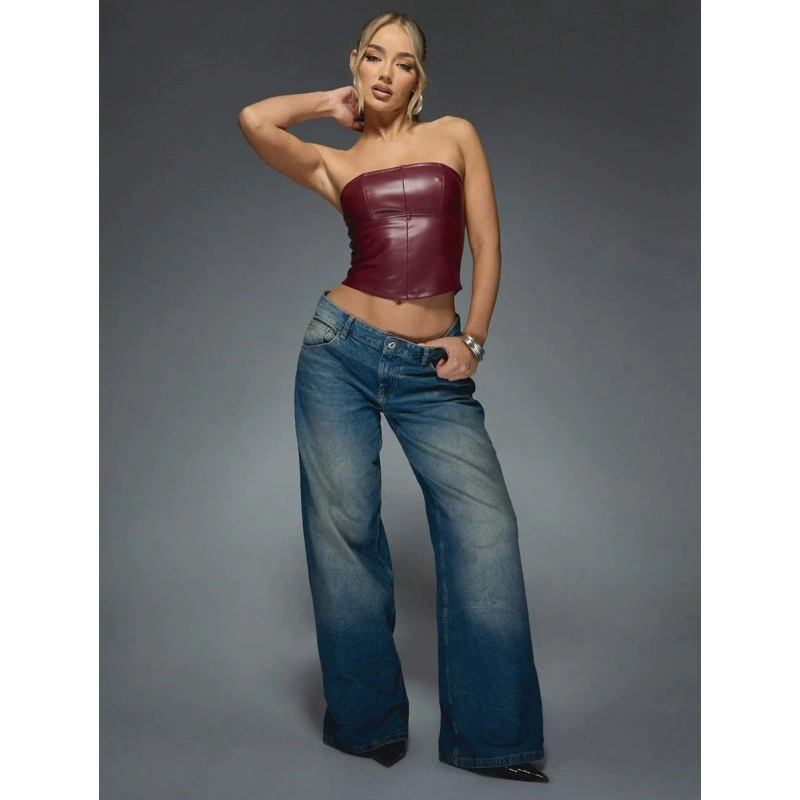 [Женские топы A 517 Blouses Tee кожаный корсет без бретелек для ужина]