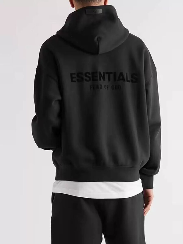 跨境ENTIALS复线SS22植绒连帽卫衣男款高街宽松字母印花连帽上衣|undefined