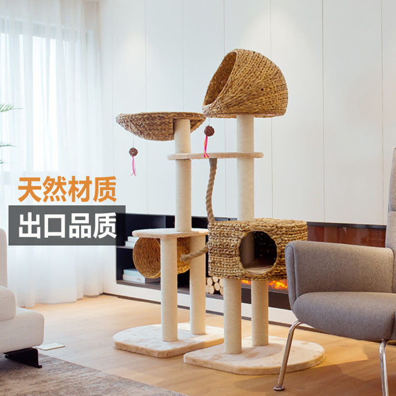 Hoja de plátano trenzado gran gato trepando gato árbol gato trepando gato trepando gato saltando gato agarrar tablero gato columna de seda