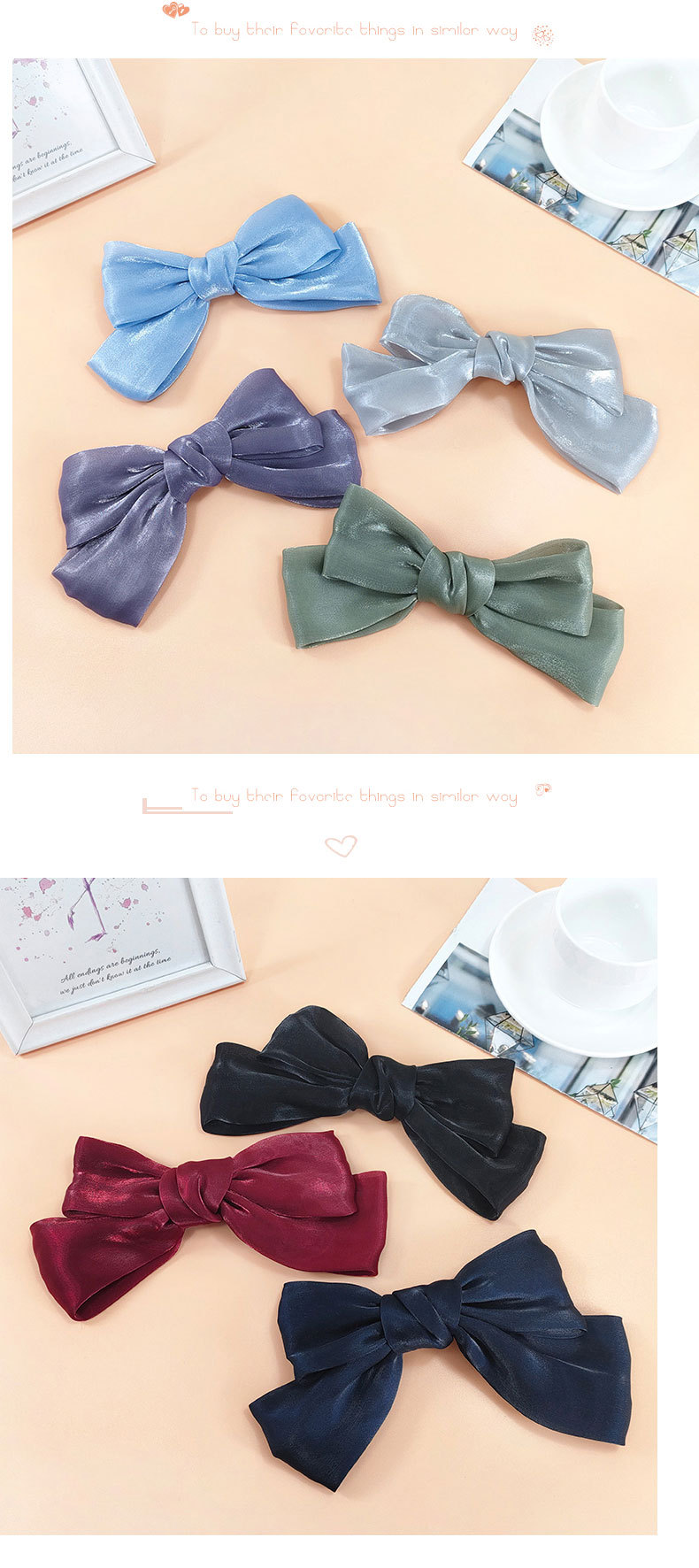 Fabric Silky Satin Bow Hairpin Simple Wide-sided Spring Clip Top Clip Steel Clip display picture 2