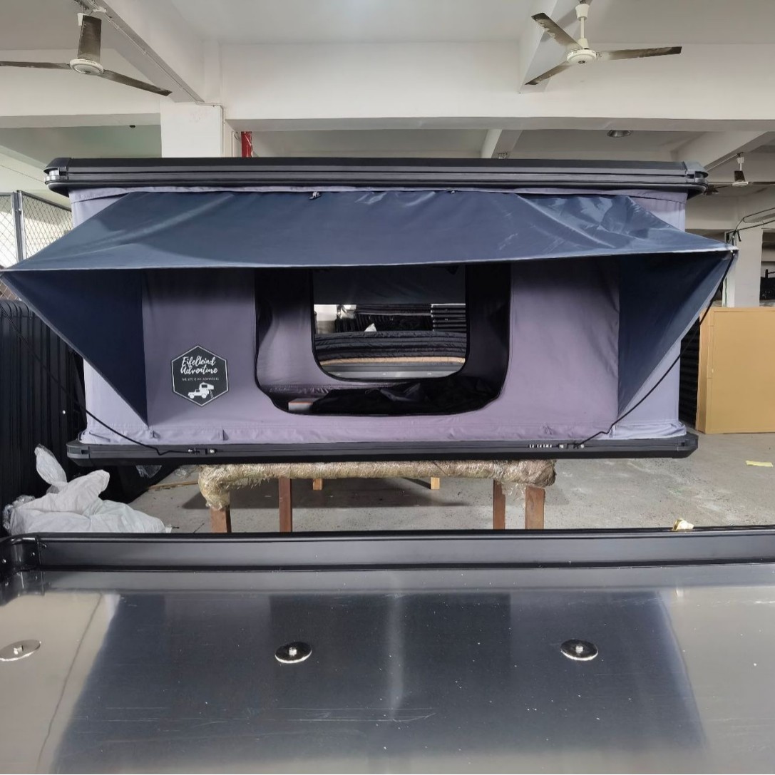 Tipo de elevación de aleación de aluminio tipo de carpa de techo de SUV, autocaravana de acampamiento rápido, protección solar a prueba de lluvia, carpa de carro plegable