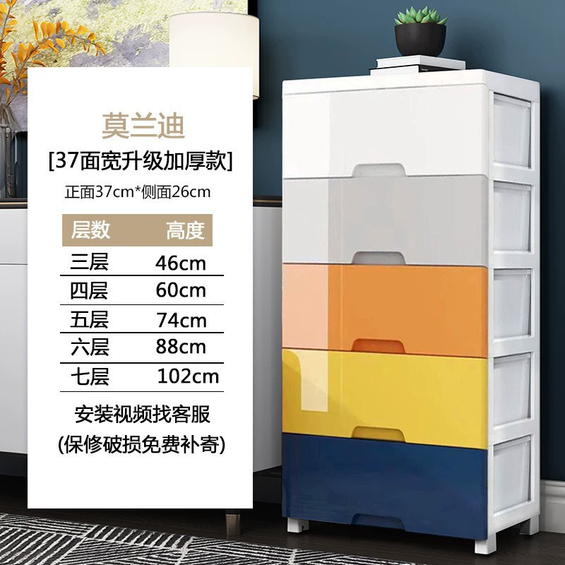 Plastic Storage Cabinet — Thickened Multi-Layer Drawer Organizer, Various Widths 20–78 cm