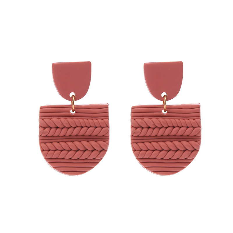 Creative Retro round Geometric Polymer Clay woven pendant Earrings