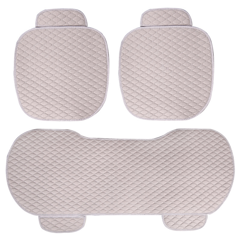 Seat cushion, seat cover, Xiao Ling Flax Car Seat - small-rhombus-linen-elegant-gray-three-piece-set