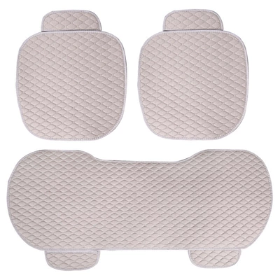 Seat cushion, seat cover, Seat Cushion with Backrest, Front Row Bottom - xiaoling-hemp-elegant-gray-three-piece-set