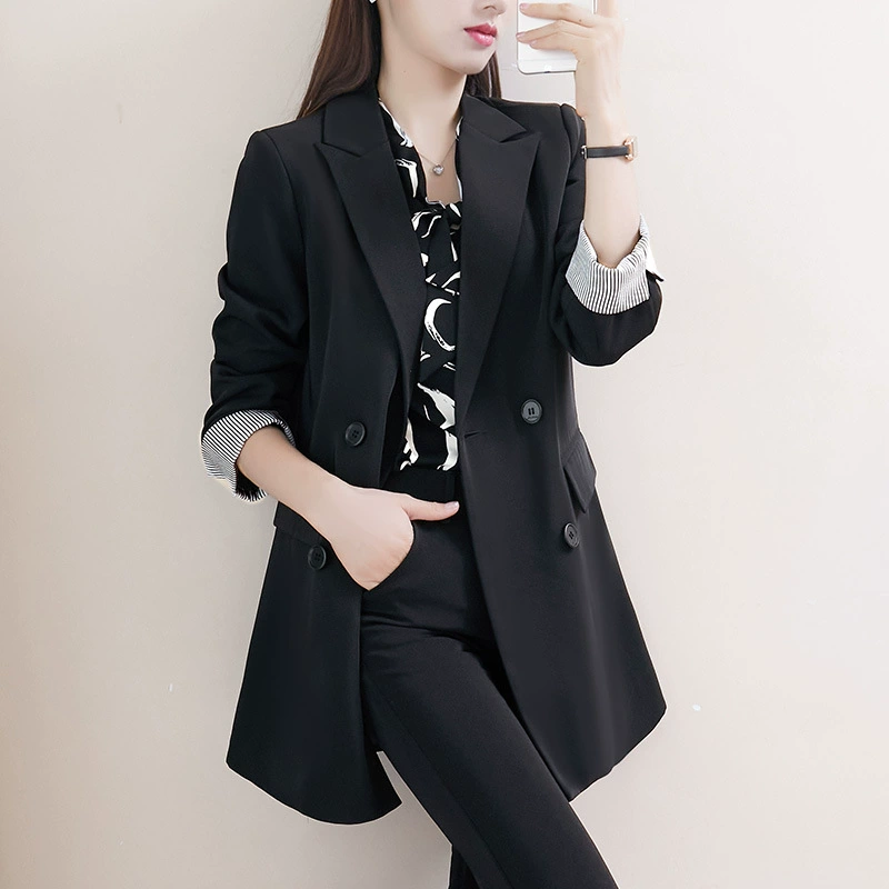 309 Костюм-пиджак женский пухленький для девочек, покрывающий живот, мясо, деловая одежда, элегантный высококачественный повседневный костюм больших размеров для похудения