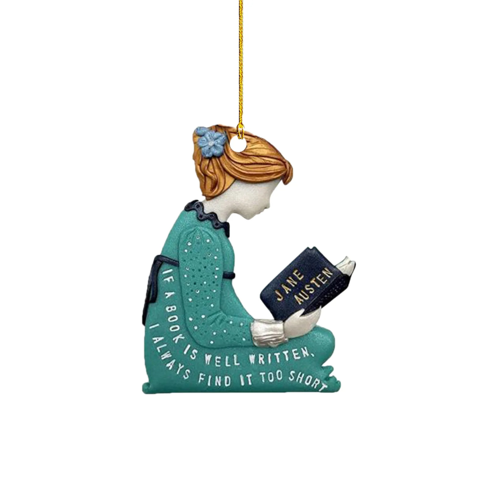 Colgante de libros de lectores creativos decoración de árbol de navidad de hogar colgante acrílico de 8 cm de navegación decoración 2023