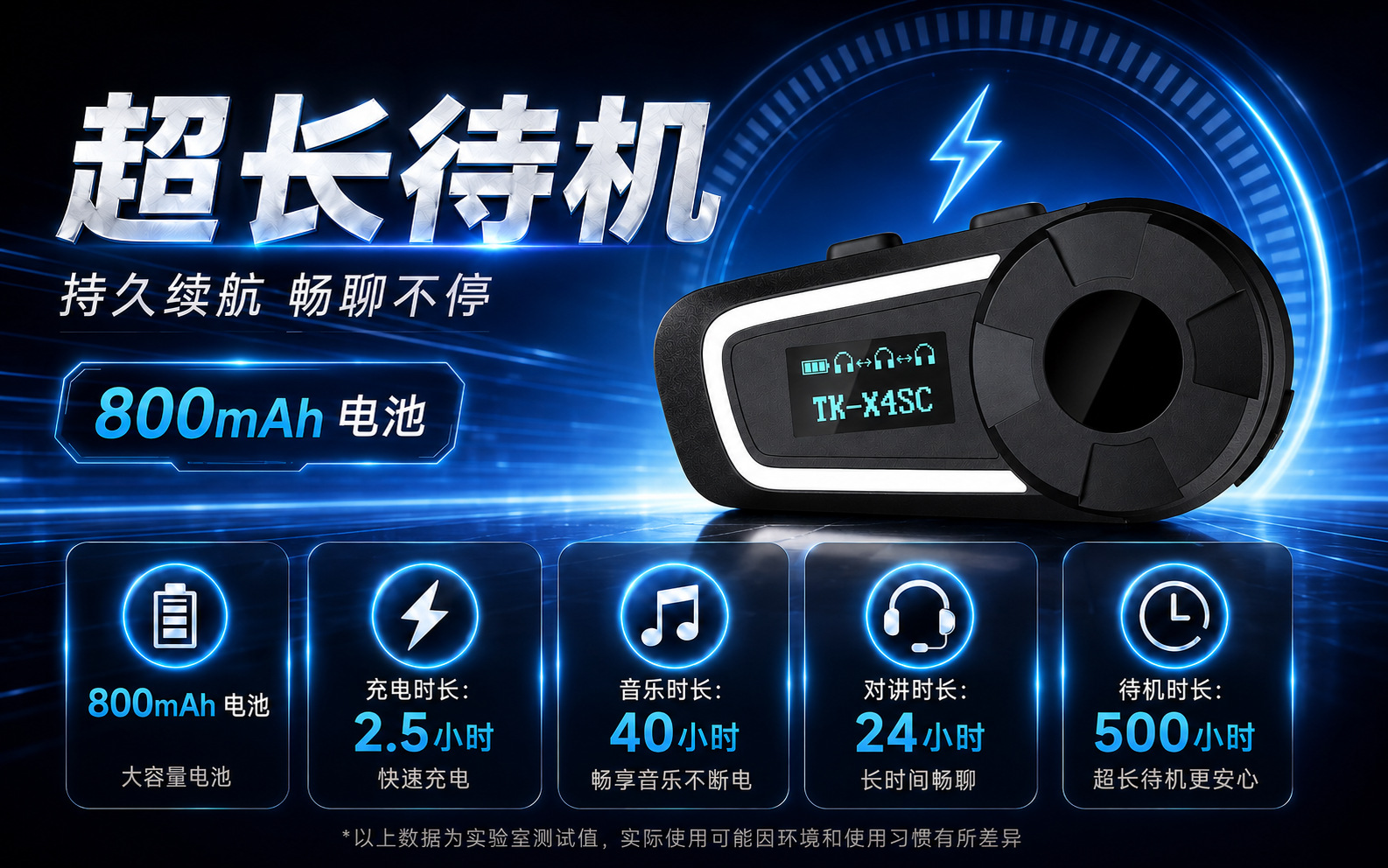 Riding helmet Bluetooth intercom headset 6-person one-button networking ideal intercom distance 2000 meters can be equipped with a third party