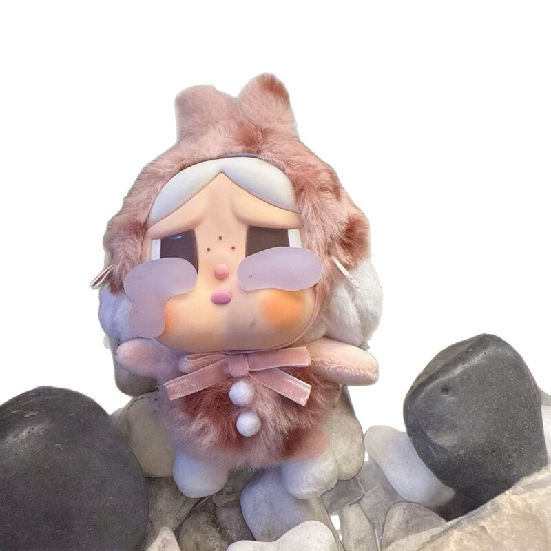 新款跨境哭娃crybaby盲盒眼泪工厂挂件豹豹猫搪胶脸毛绒公仔挂件|undefined