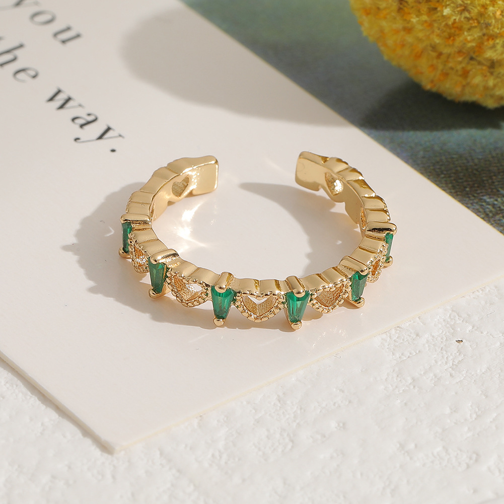 womenu0027s diamond open copper plated real gold heart-shaped tail ring