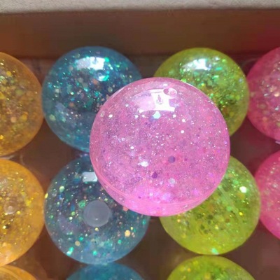 跳跳球批发儿童水晶球10cm蝴蝶球发光弹力球夜光玩具地摊货源热卖