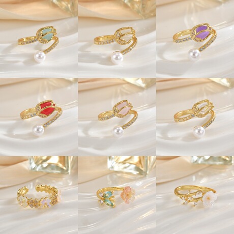 Tulip Rings Jewelry Cross-border Foreign Trade Korean Style Cat's Eye Stone Tuli