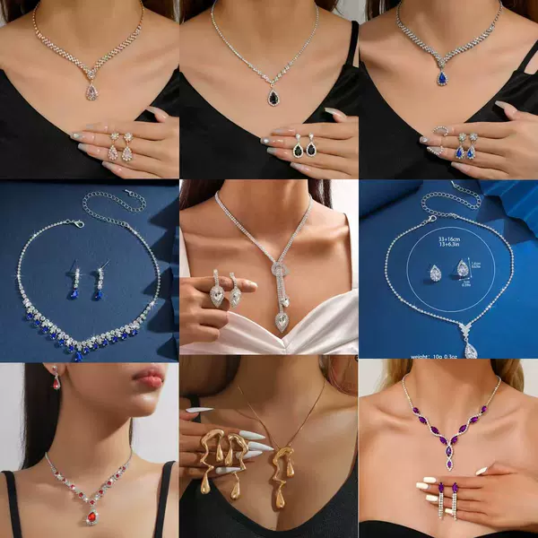Bridal Jewelry Necklace Bracelet Set Rhinestone Zircon Wedding Dress Ladies Wedding Accessories High-End Two-Piece Set