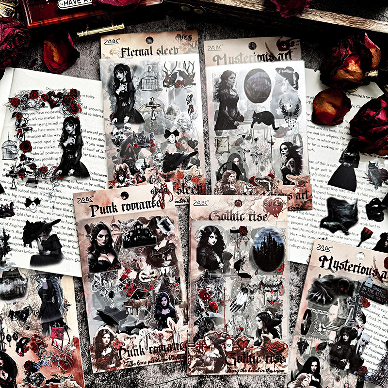 Cross-border Otrantu Castle Sticker Pack Diablo Gothic Hand Account Painting Pet Cut Film Retro Decoration Halloween Material