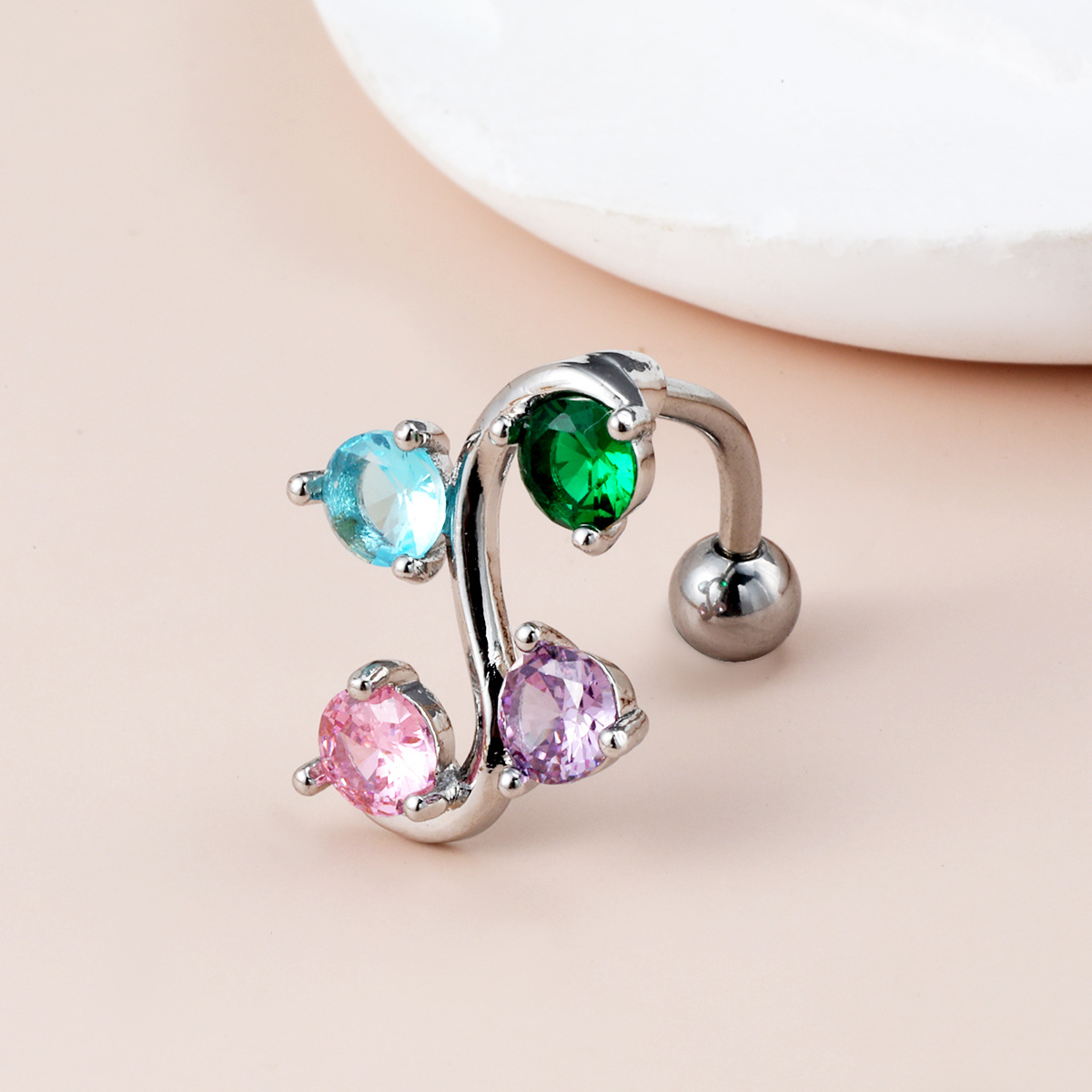 Sparkling Tree Branch Belly Button Ring With Diamonds Unique Style_voghion.com