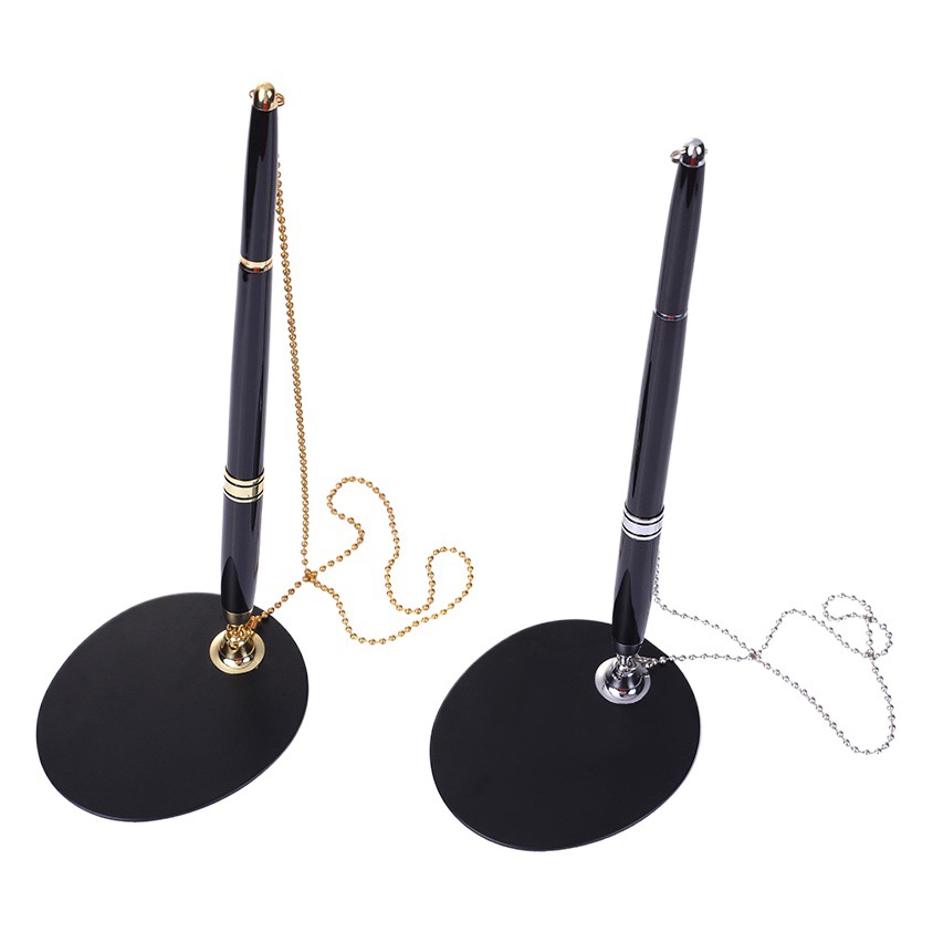 Spot Wholesale Metal Chain Desk Pen Hotel Bank Front Desk Signature Pen Business Advertising Gift Ballpoint Pen