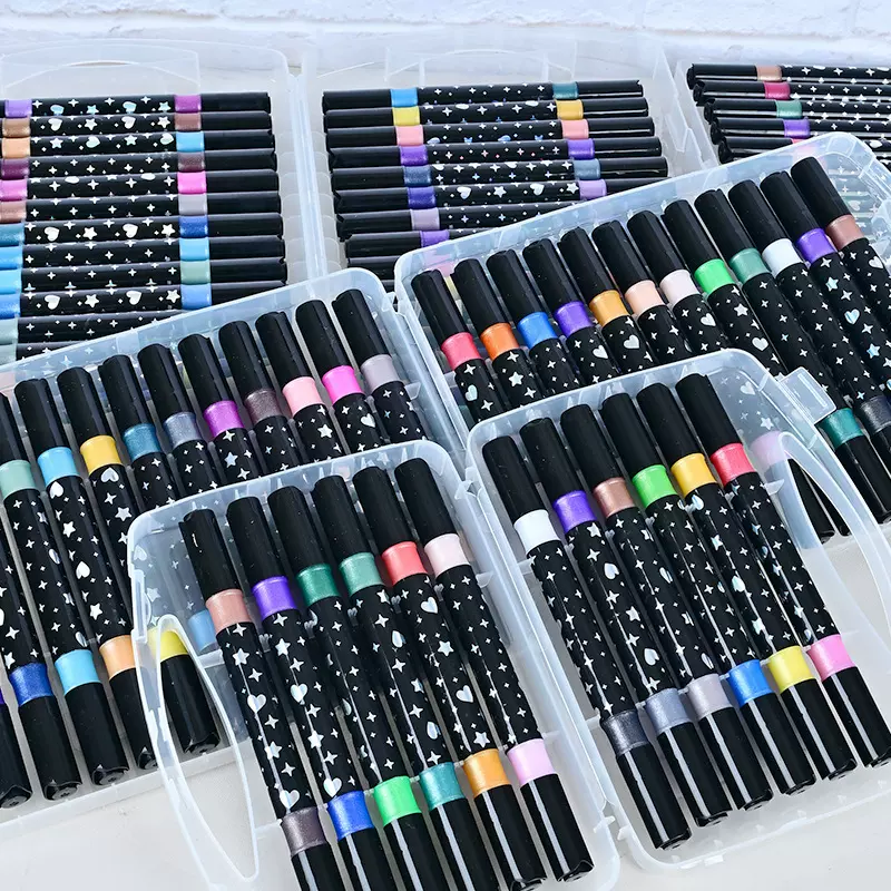 双头双色闪光马克笔新款闪光啫喱笔丙烯绘画颜料儿童手抄报彩色用