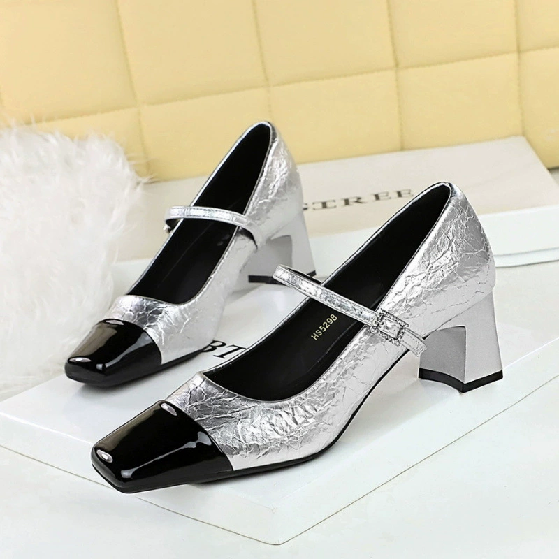 Ретро Мэри Джейн легкая роскошная женская обувь со стразами