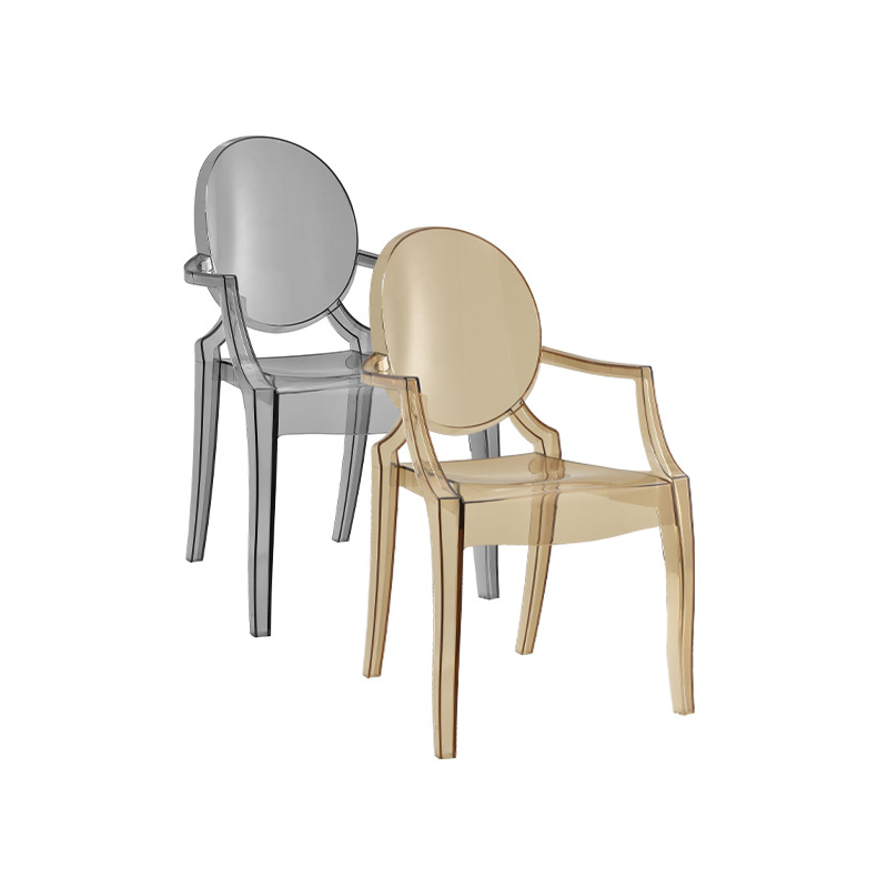 Silla de comedor para el hogar acrílica simple moderna, cafetería de celebridades de Internet, silla de comedor con apoyabrazos fantasma del diablo, silla de negociación con respaldo
