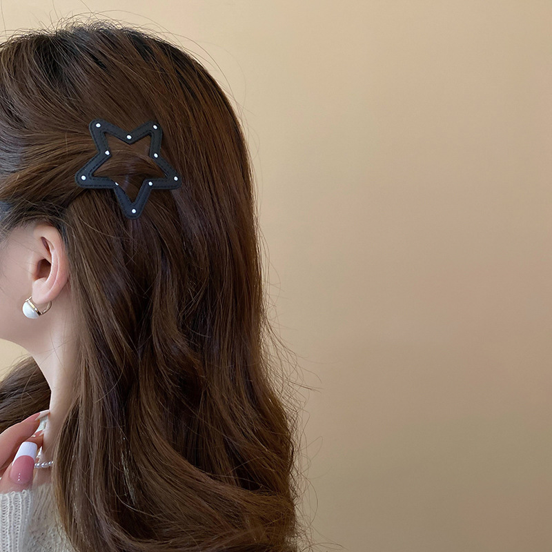 黑白波点星星发夹额前碎发刘海夹可爱通勤BB夹甜酷辣妹潮流发饰女详情13
