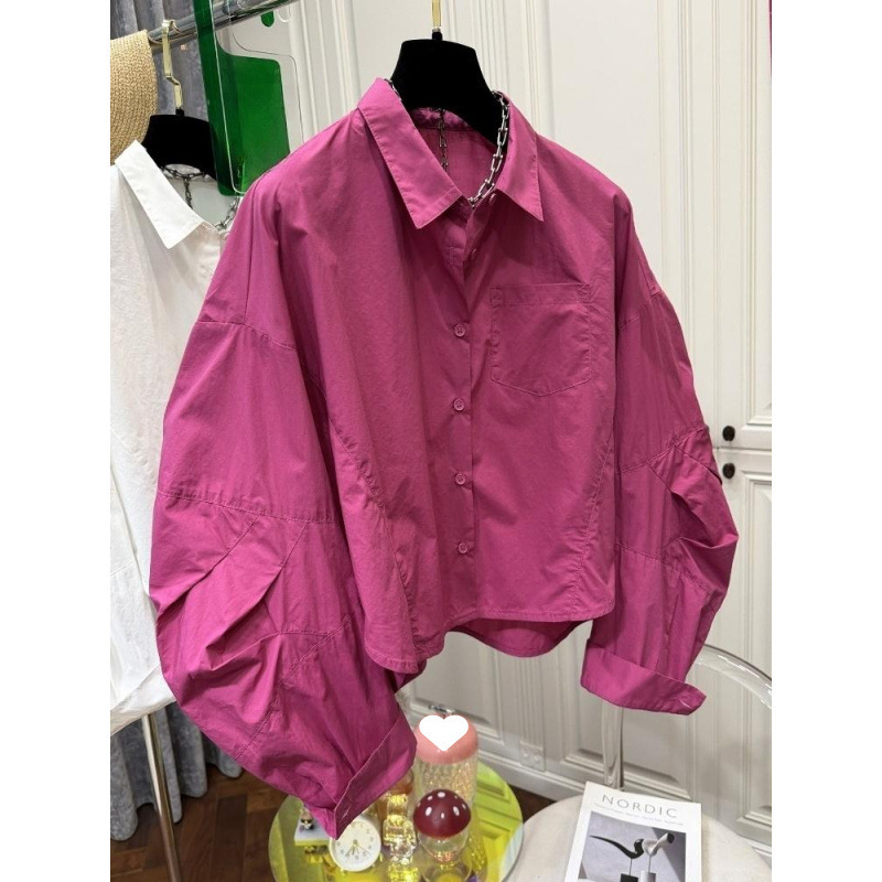 Floral Loose Short Shirt for Women 2026 Chic Spring Fashion Design with Great Aesthetic Appeal Lantern Sleeve Stylish Top Blouse