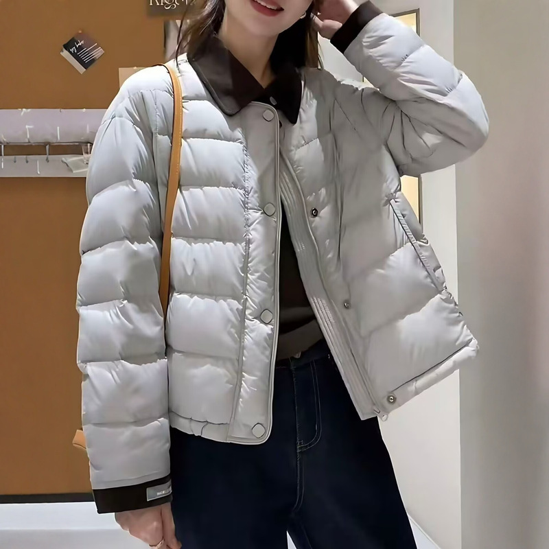 High-End 25 Autumn and Winter Barn Style Women's Retro Light down Jacket Casual Age-Reducing Small White Duck down Lapel Short Outerwear