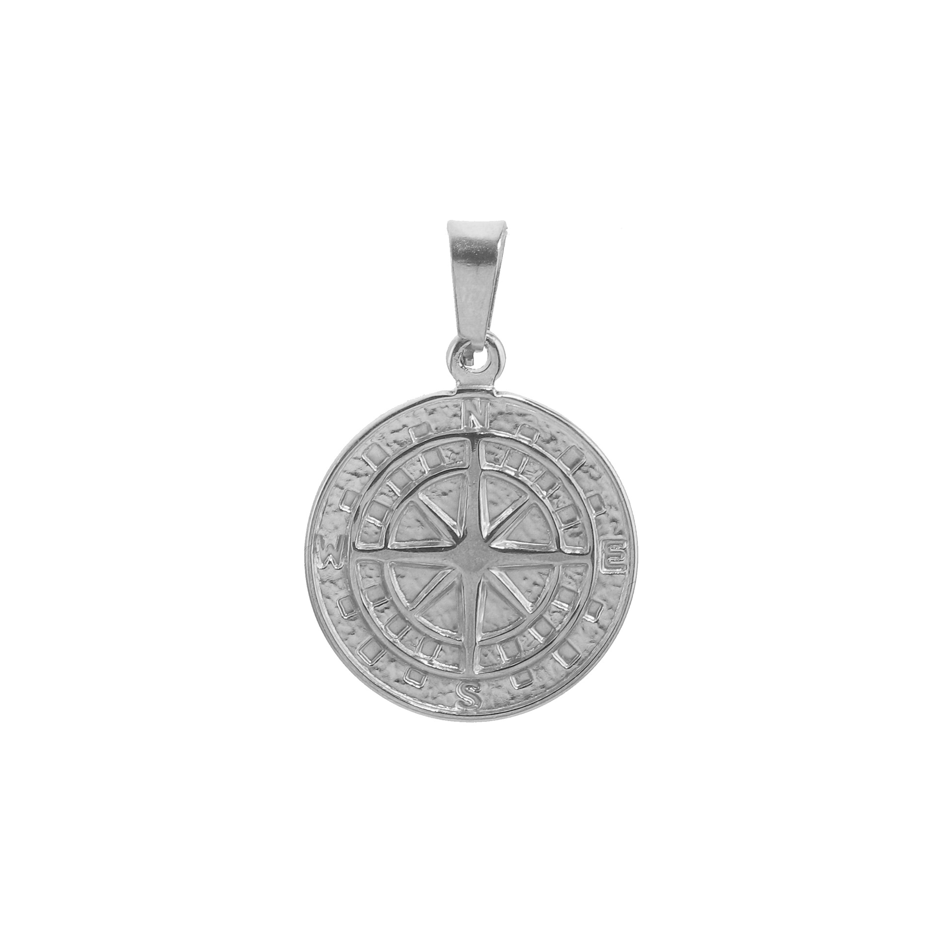 1 Piece 22*33mm 304 Stainless Steel Compass Hammered Pendant display picture 2