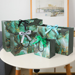 New green marble gift bag, skin care shopping bag, clothing paper bag with printed LOGO packaging bag