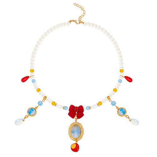Ancient-style necklace for women, Hanfu-style adornment with snow-white dreams, matching headdress and skirt accessories, retro soft beads, priced at 19.9GF211