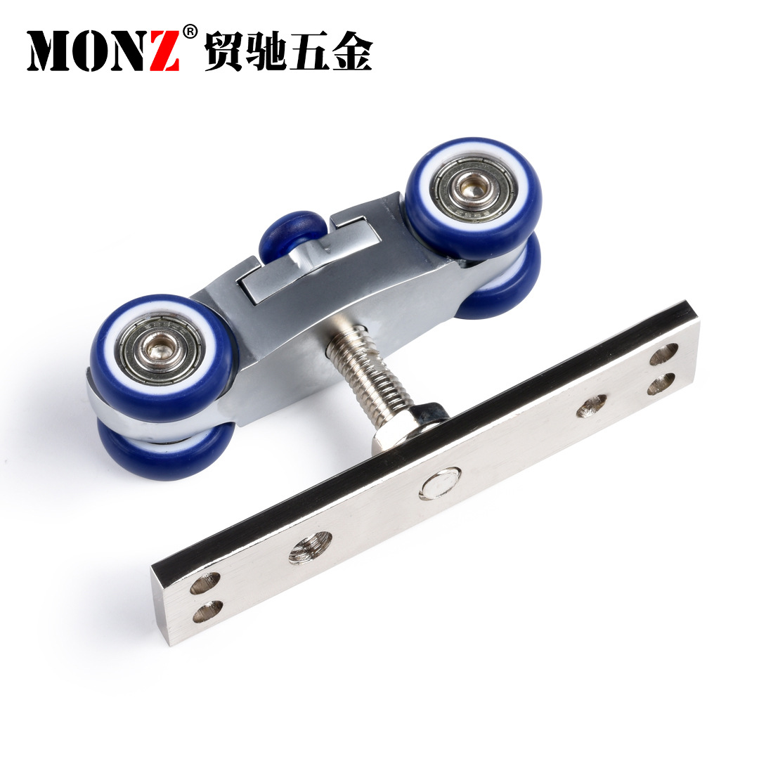 PK7J wholesale wardrobe folding door hardware universal wheel rotating sliding door track lift rail door slide wheel