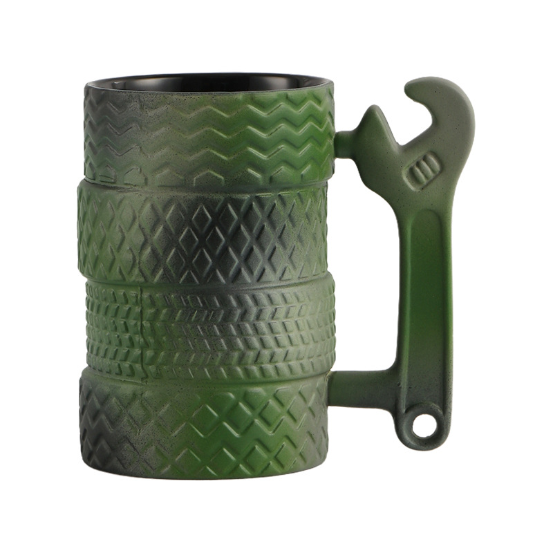 Taza creativa Taza de agua de cerámica de gran capacidad Taza nueva exótica Taza de neumáticos de cerámica Venta al por mayor Suministro exclusivo transfronterizo