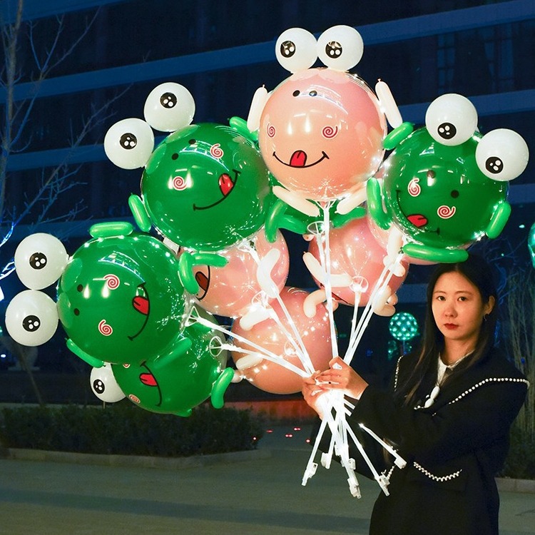 發光青蛙貼紙波波球網紅飛天卡通兒童飄空地攤夜市地推diy材料包