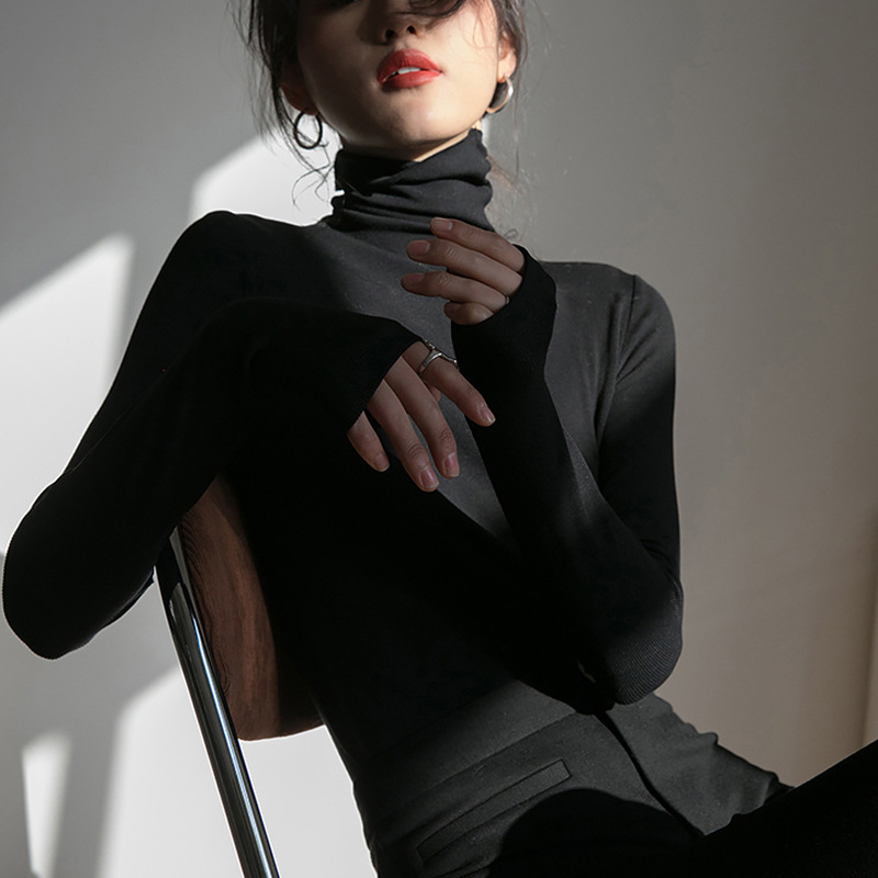 Cálido cachemir-como piel-amigable suave bottoming camisa de las mujeres camiseta 2024 Otoño e Invierno Nuevo estilo interior cuello alto manga larga todo-coincidencia superior image 8